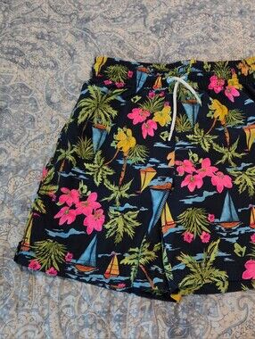Boy’s Tropical Floral Black Swim Shorts